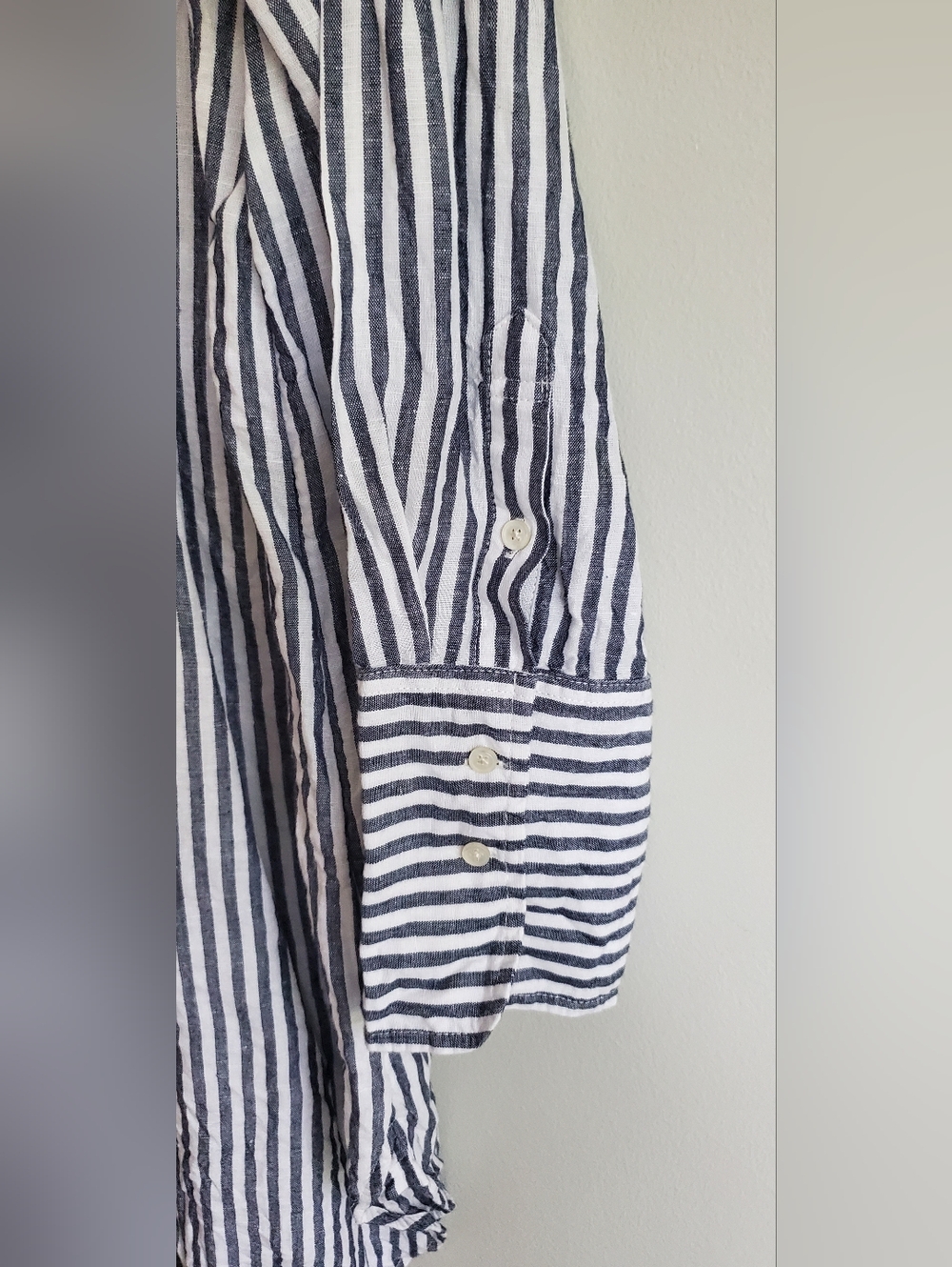 J. Crew Navy and White Vertical Linen Striped Shirt Dress Size XL - Picture 6 of 11